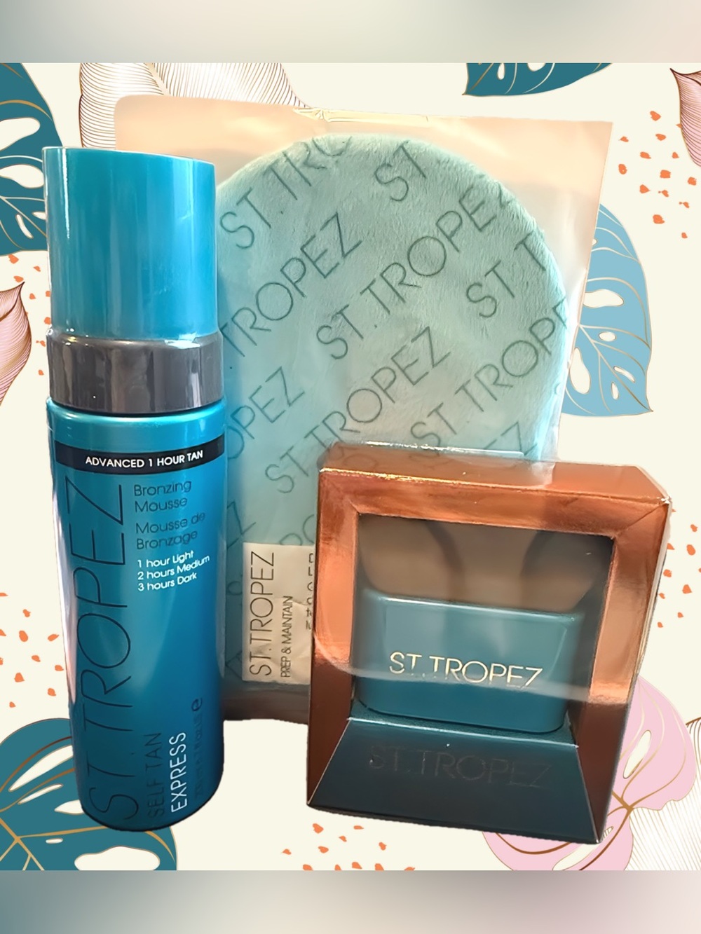 St. Tropez Turquoise Blue Express Bronzing Mousse Kit with Applicator Mitt
